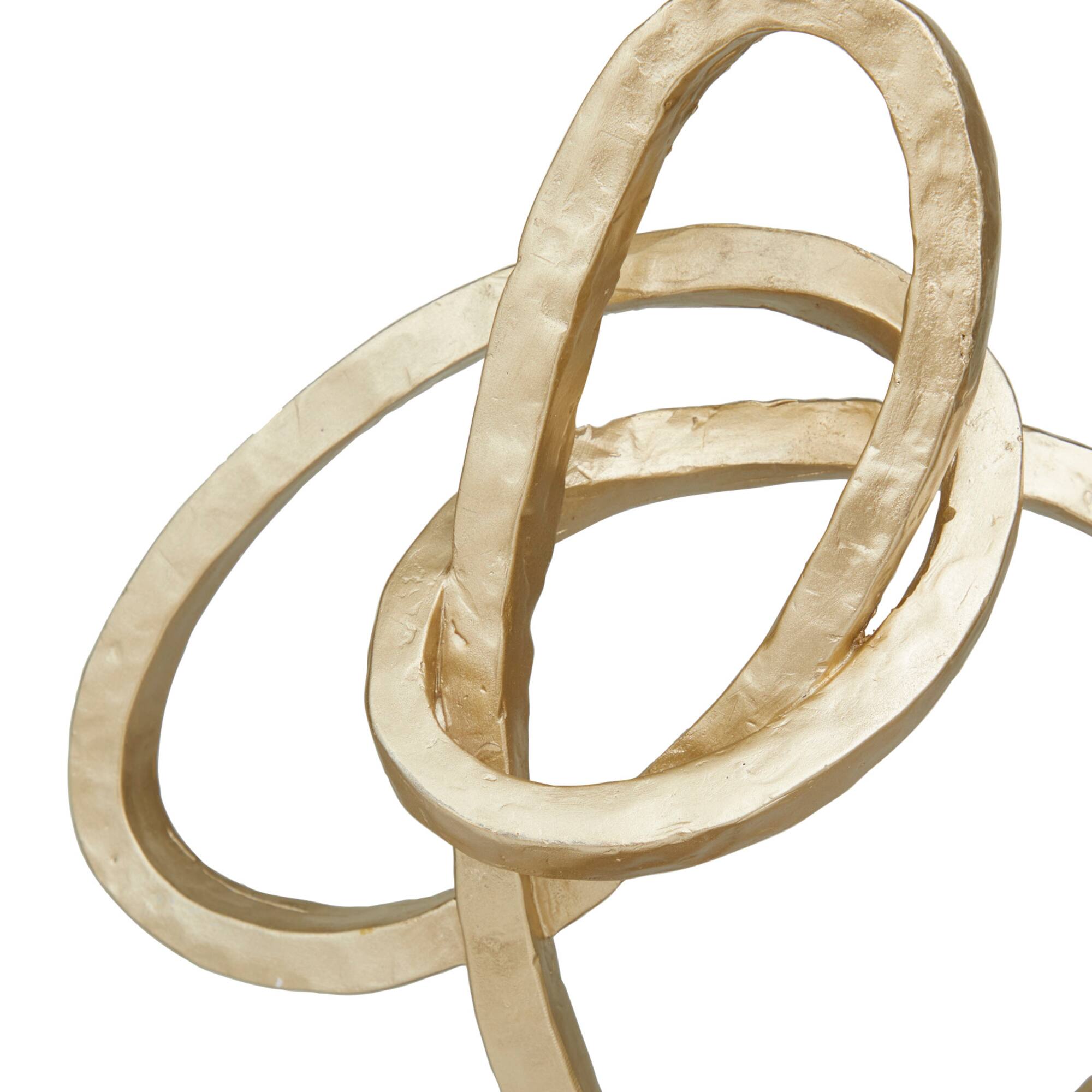 17" Gold Link Abstract Sculpture with Black Base